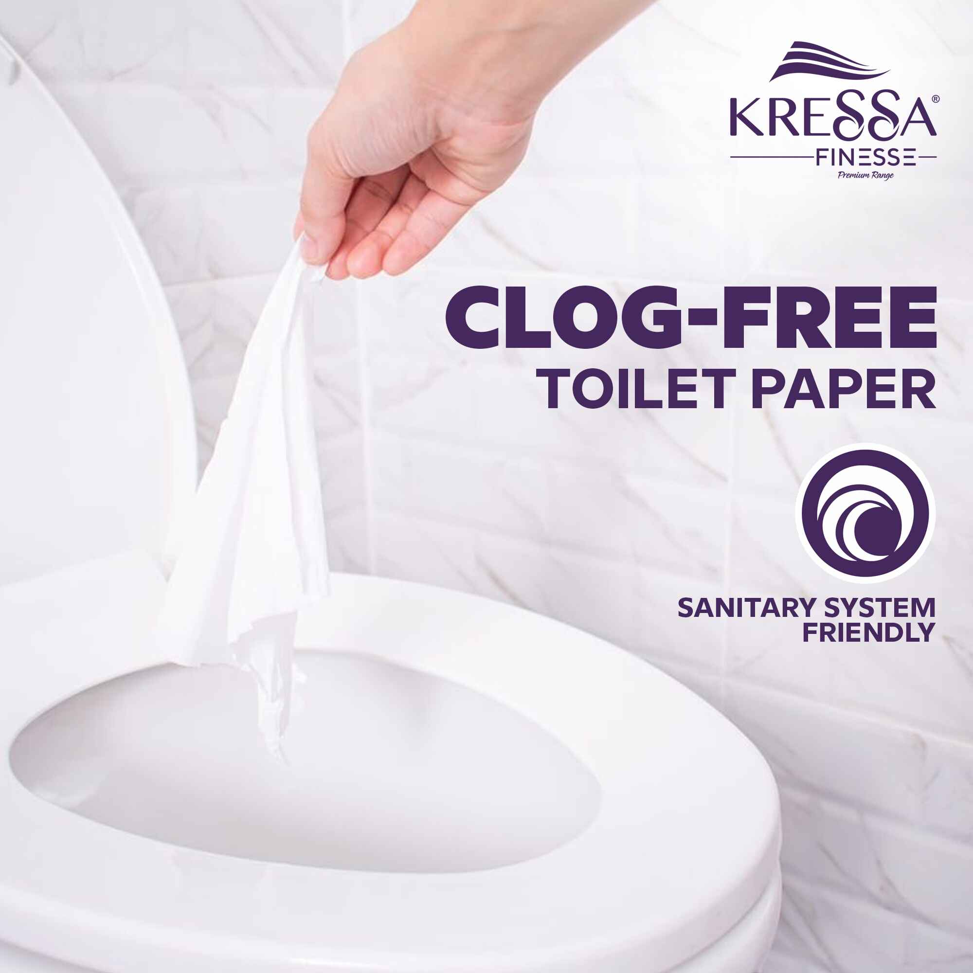 Kressa Finesse 3Ply Toilet Paper, 4 Rolls X 300 Pulls Per Roll - image 4