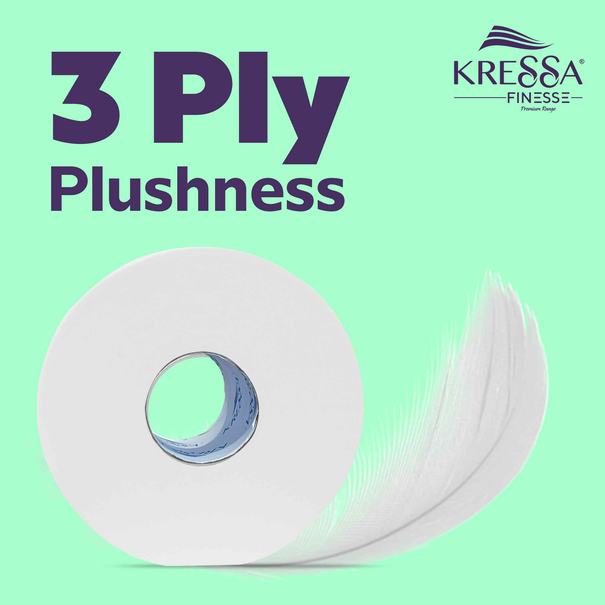 Kressa Finesse 3Ply Toilet Paper, 8 Rolls x 300 Pulls Per Roll - image 5