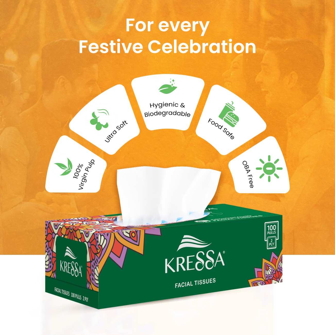 Kressa 2 Ply Facial Tissue Festive Box, 100 Pulls Per Box - image 9