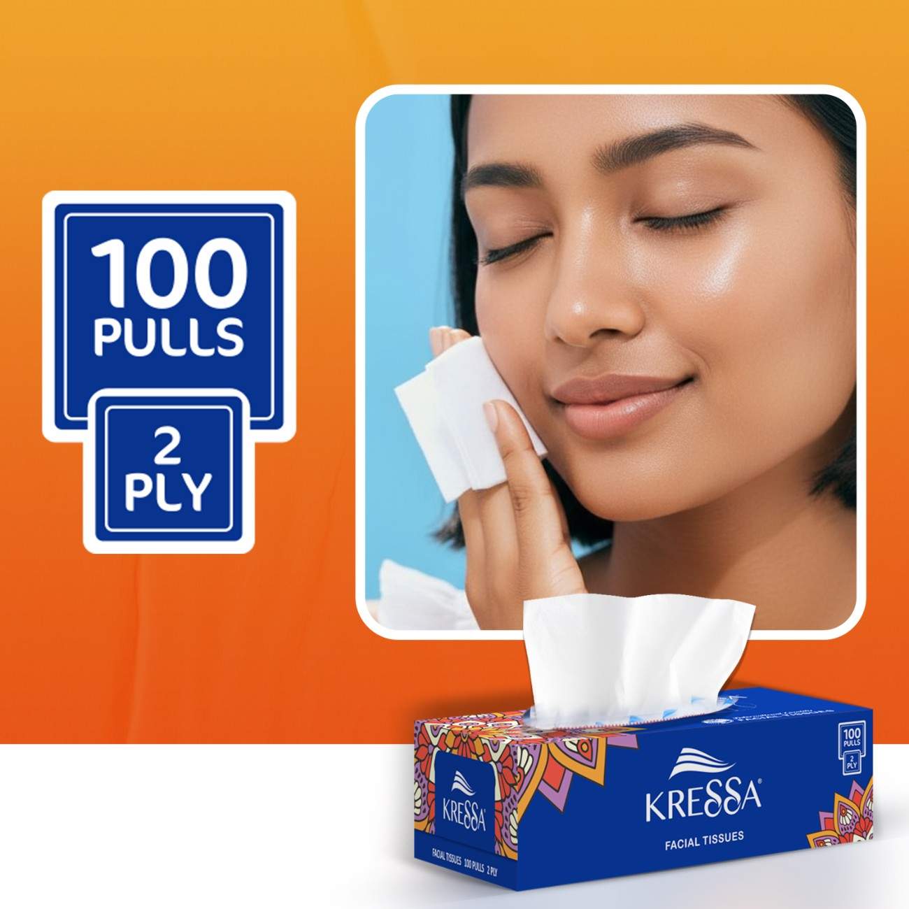 Kressa 2 Ply Facial Tissue Festive Box, 100 Pulls Per Box - image 3