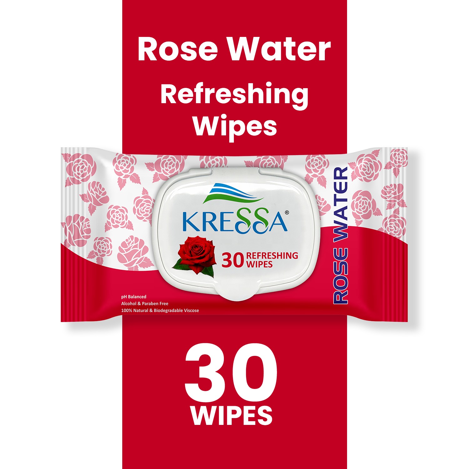 Kressa Rose Water Face Wipes, Gentle, Hydrating & Refreshing Face Cleansing Wipes - image 2
