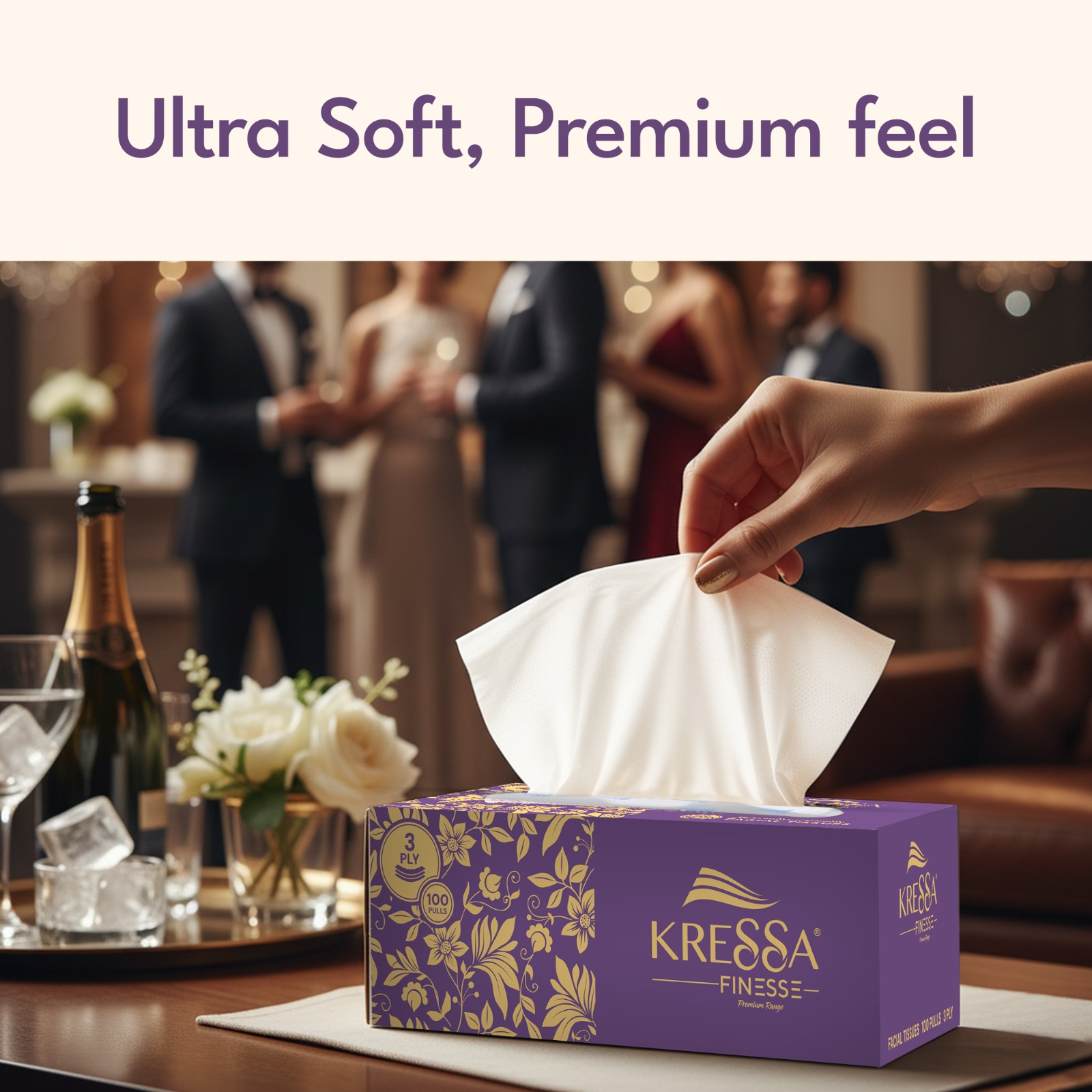 Kressa Premium Ultrasoft 3Ply Face Tissue Box, 100 Pulls Per Box - image 6