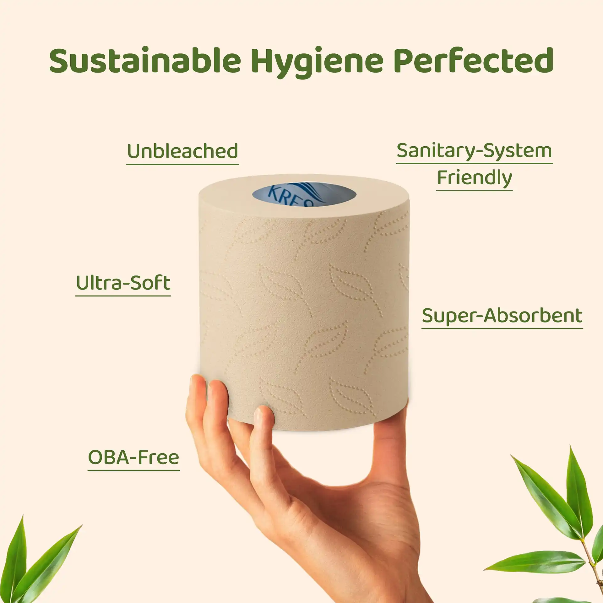 Kressa Konserve Bamboo Toilet Roll, Unbleached 3Ply, 4 Rolls x 220 Pulls Per Roll - image 6
