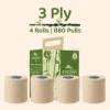 Kressa Konserve Bamboo Toilet Roll, Unbleached 3Ply, 4 Rolls x 220 Pulls Per Roll - image 3