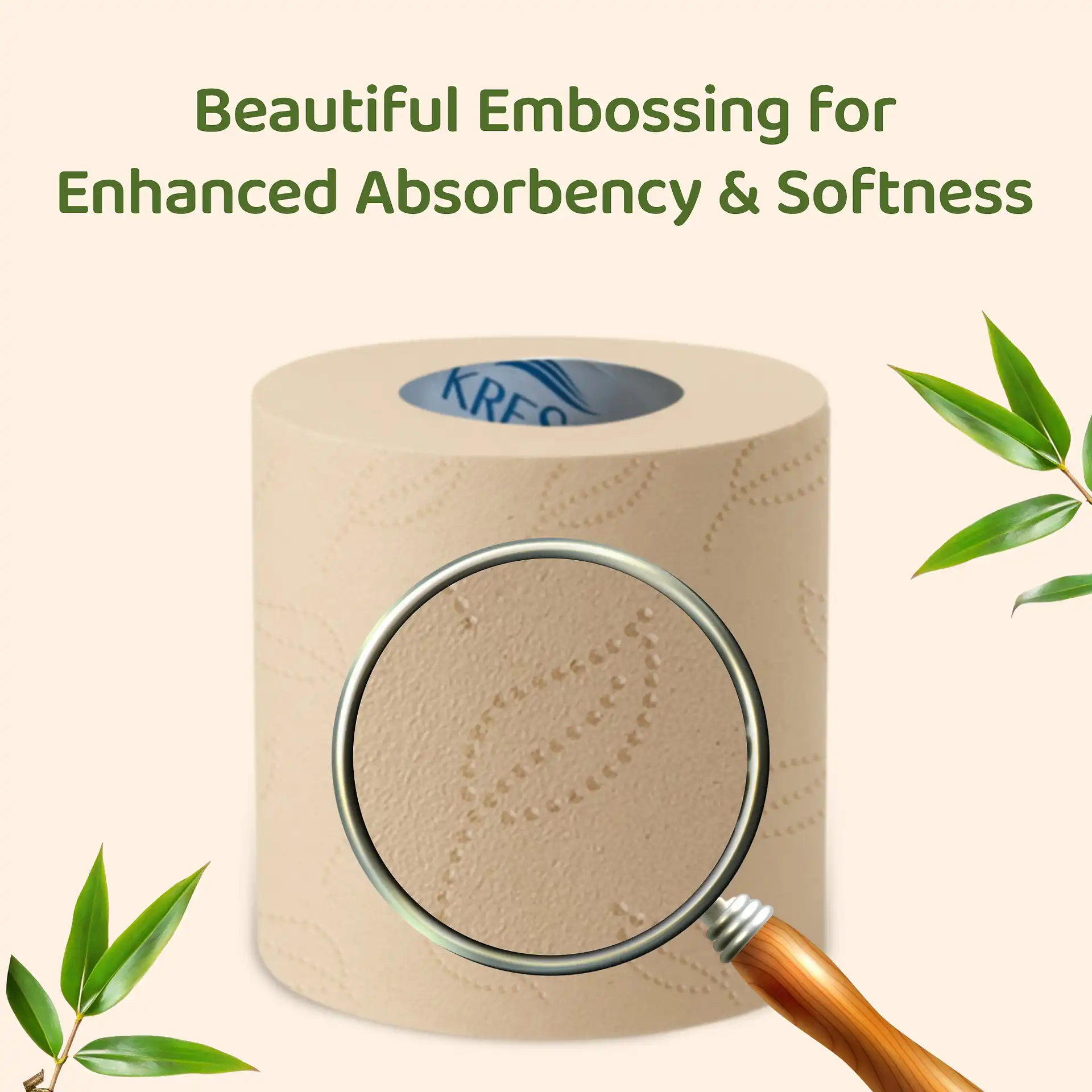 Kressa Konserve Bamboo Toilet Roll, Unbleached 3Ply, 4 Rolls x 220 Pulls Per Roll - image 4