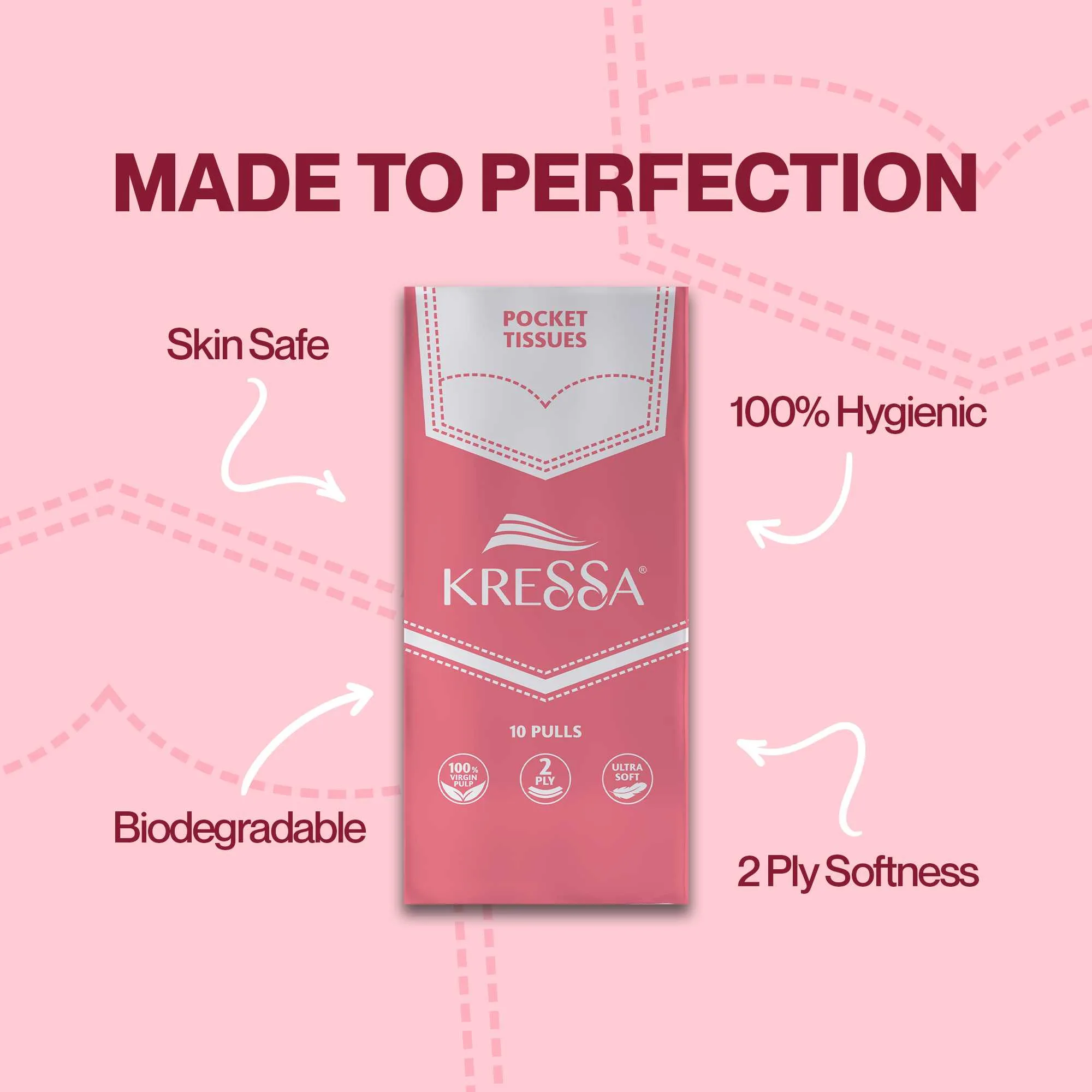 Kressa Facial Pocket Tissue Paper, 2-Ply Travel-Friendly Face & Hand Tissues - image 3