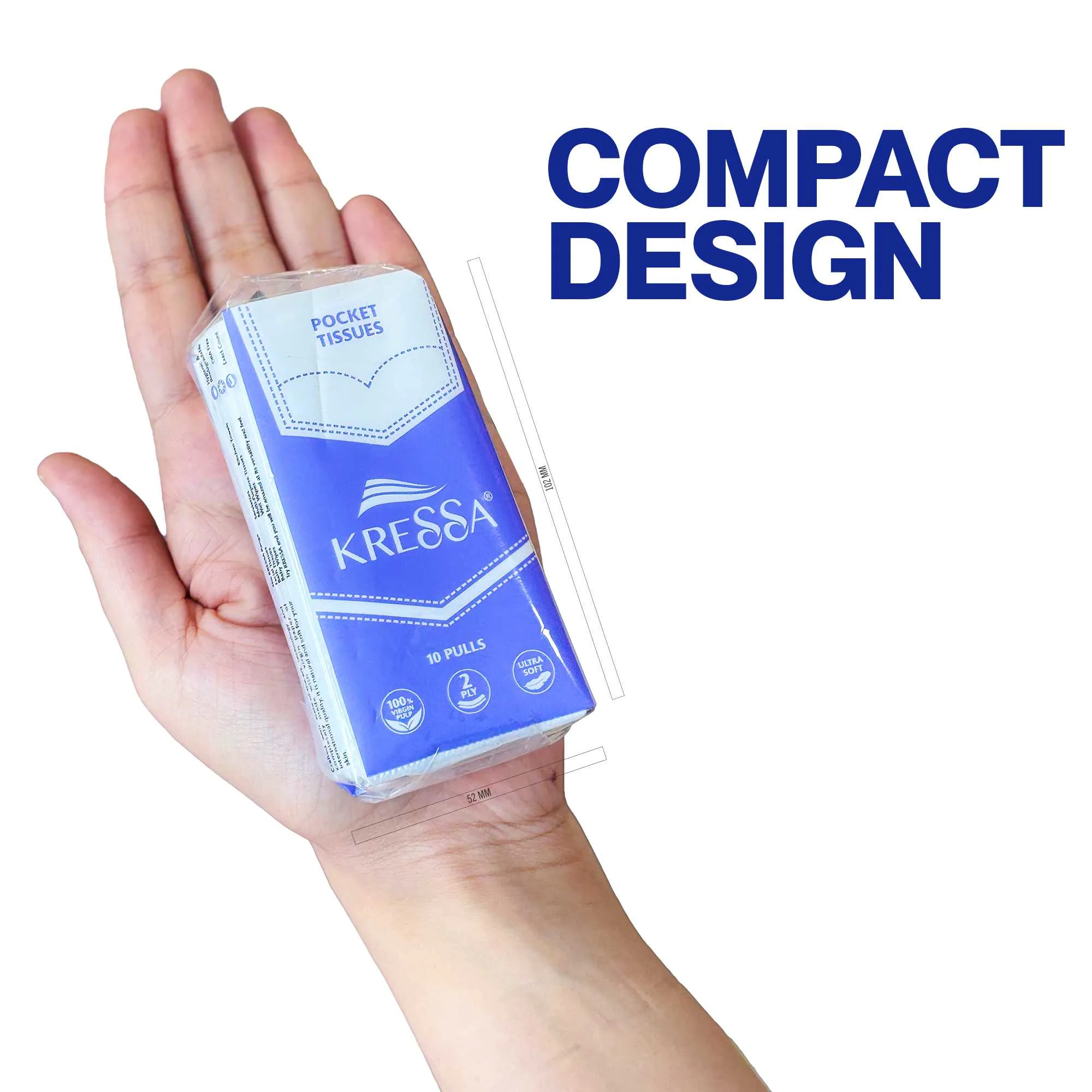 Kressa Facial Pocket Tissue Paper, 2-Ply Travel-Friendly Face & Hand Tissues - image 4