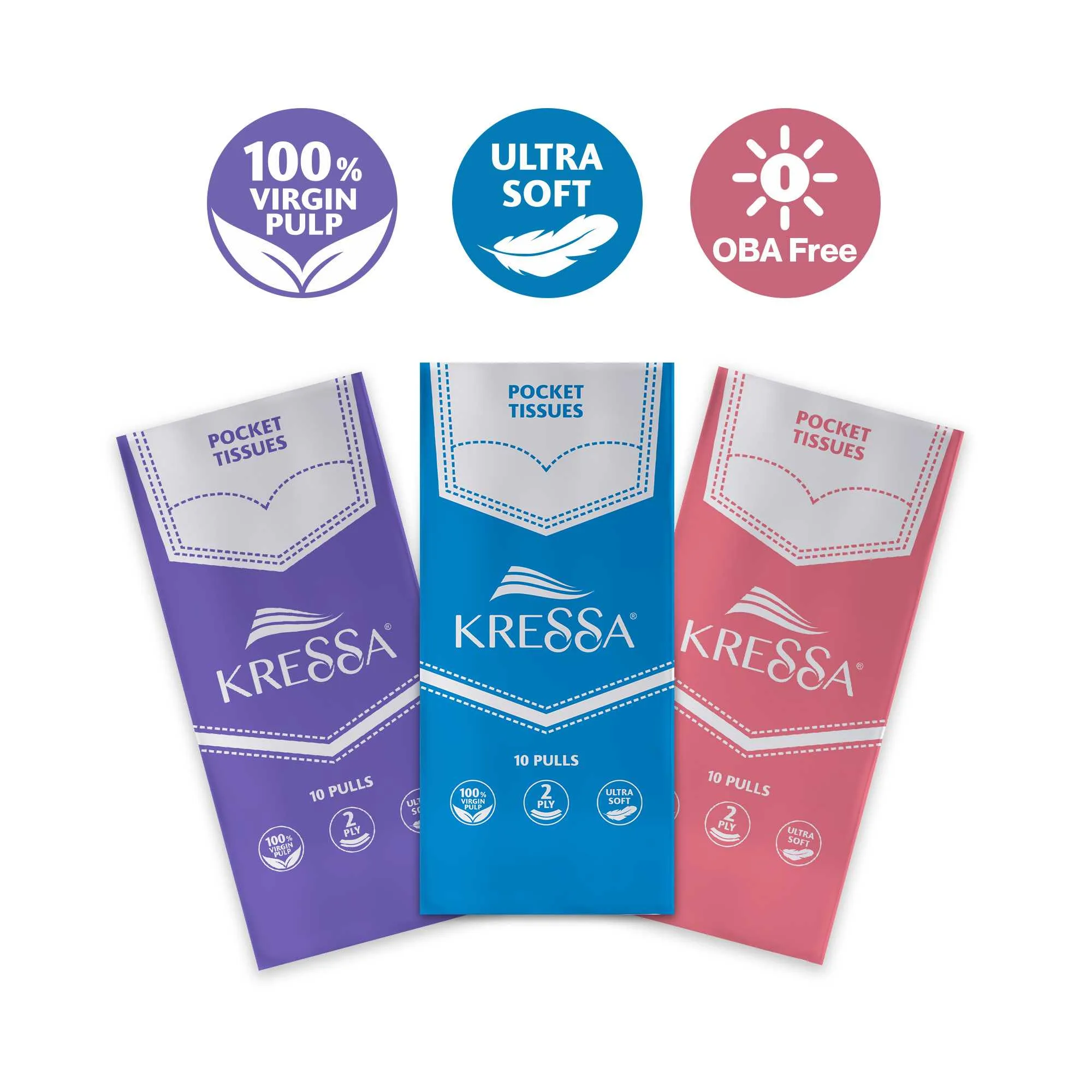 Kressa Facial Pocket Tissue Paper, 2-Ply Travel-Friendly Face & Hand Tissues - image 9