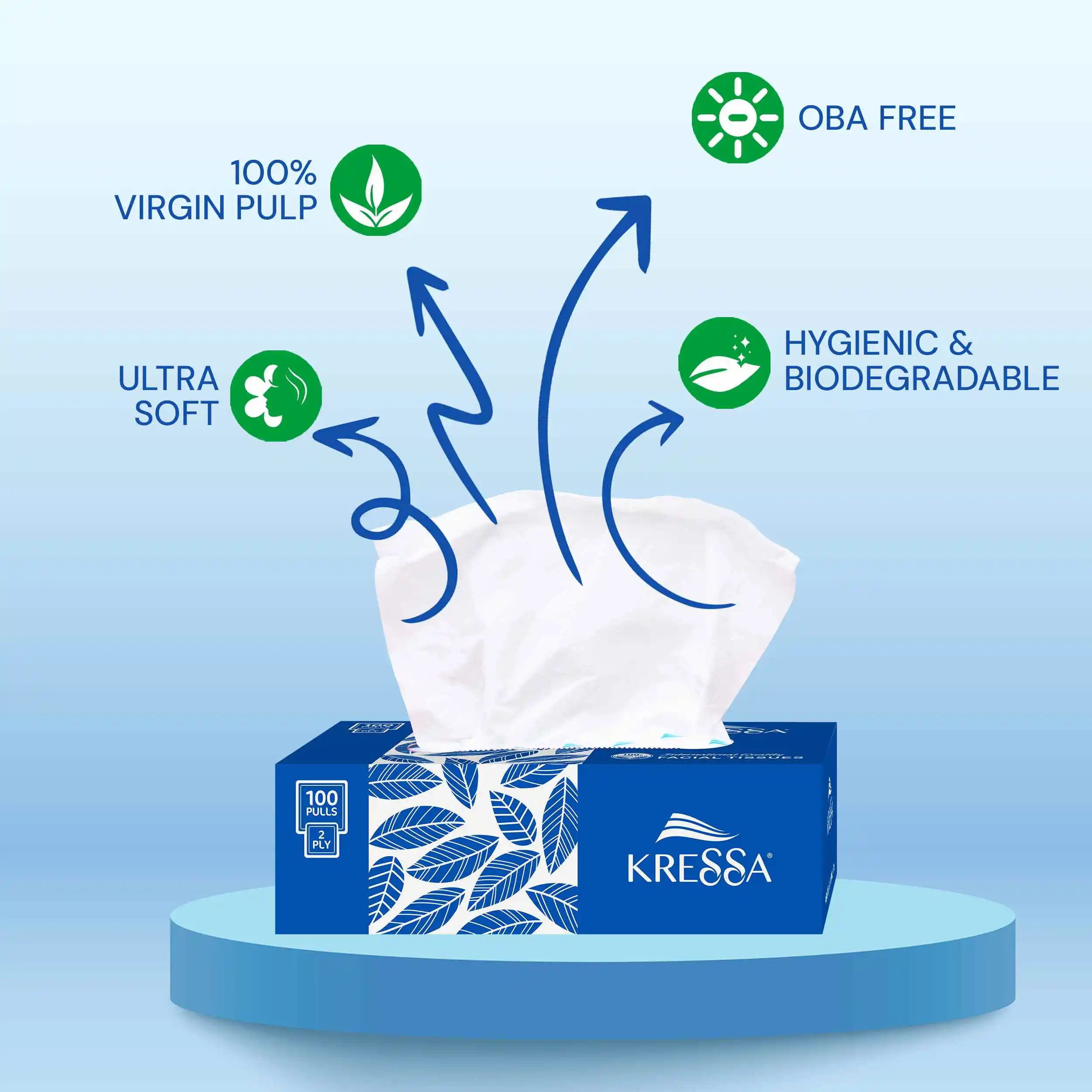 Kressa 2 Ply Face Tissues, 100 Pulls Per Box - image 8