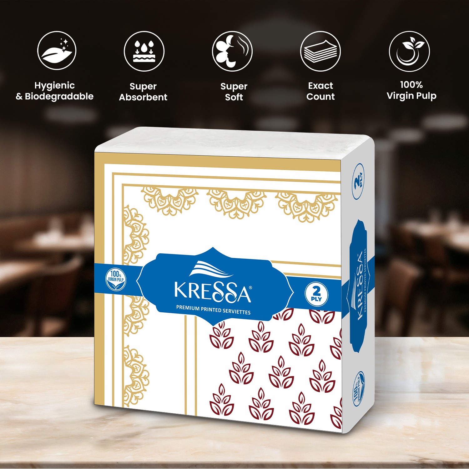 Kressa Premium Printed Napkins 40x40 cm (Heritage Prints), 2Ply Printed Tissue Paper - image 7