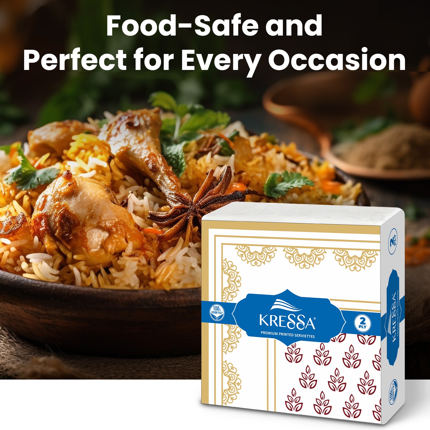 Kressa Premium Printed Napkins 40x40 cm (Heritage Prints), 2Ply Printed Tissue Paper - image 6