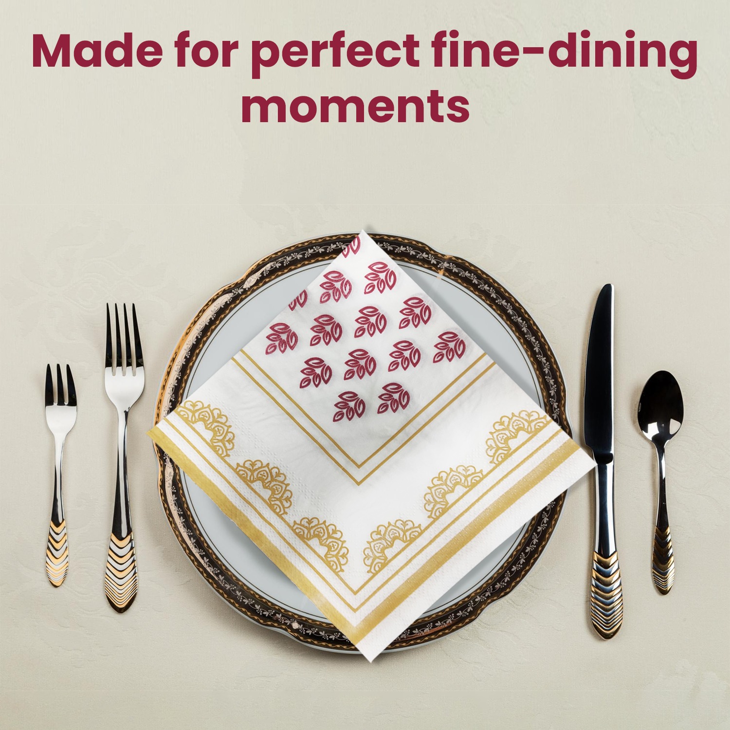 Kressa Premium Printed Napkins 40x40 cm (Heritage Prints), 2Ply Printed Tissue Paper - image 3