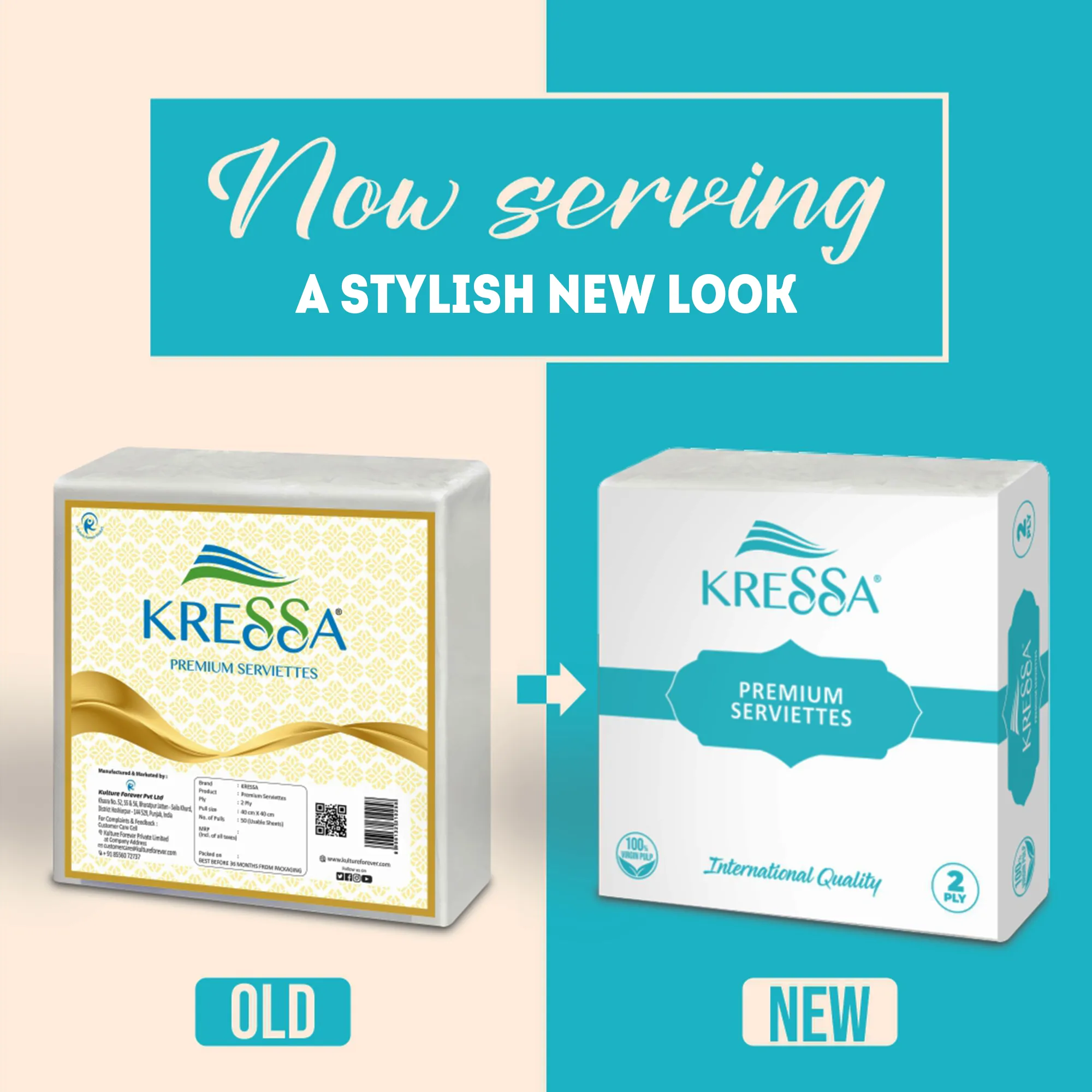 Kressa Premium 2 Ply Paper Napkins (40X40 cm), 50 Pulls Per Pack - image 2