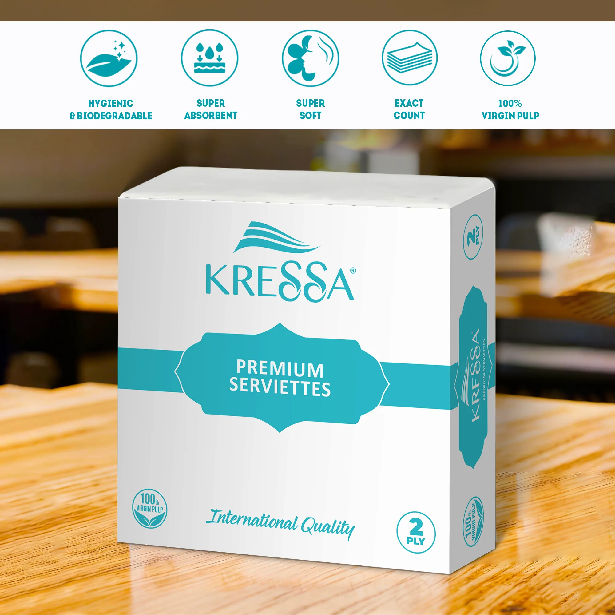 Kressa Premium 2 Ply Paper Napkins (40X40 cm), 50 Pulls Per Pack - image 7