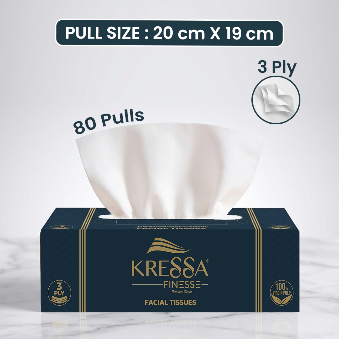Kressa 3 Ply Face Tissue Box, 80 Pulls Per Box - image 3