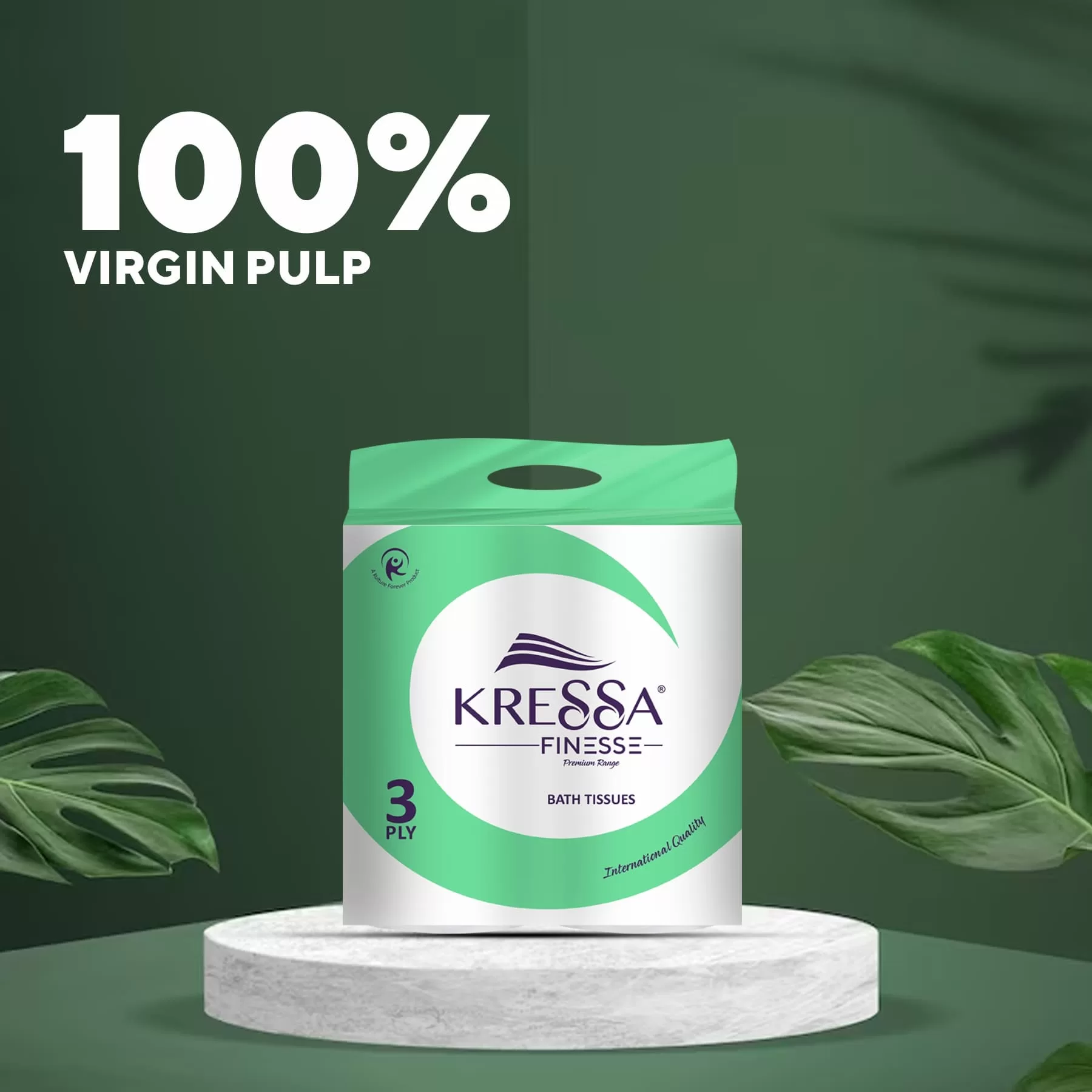 Kressa Finesse 3Ply Toilet Paper, 8 Rolls x 300 Pulls Per Roll - image 2