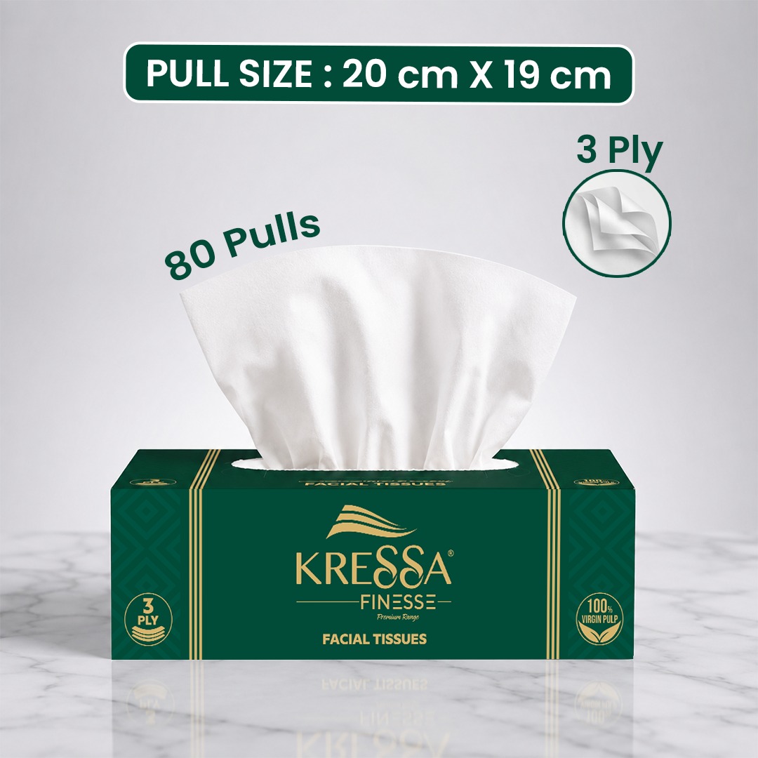 Kressa 3 Ply Face Tissue Box (Emerald Green), 80 Pulls Per Box - image 3
