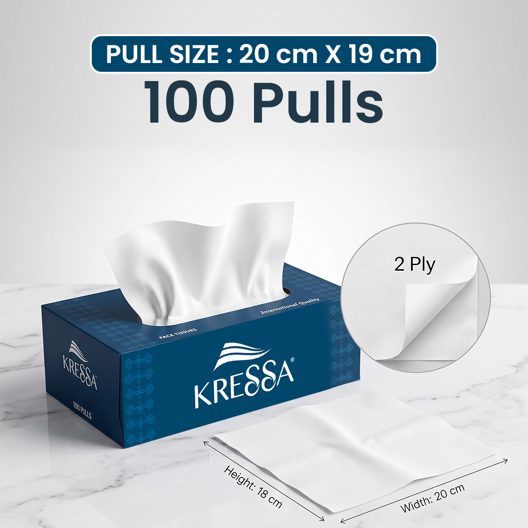 Kressa 2 Ply Face Tissues, Virgin Pulp, Ultra Soft, 100 Pulls Per Box - image 3