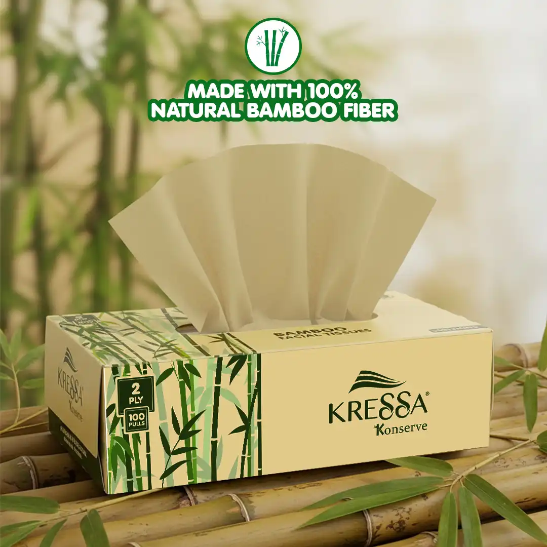 Kressa Konserve Bamboo Face Tissue, 2 Ply, 100 Pulls Per Box - image 4