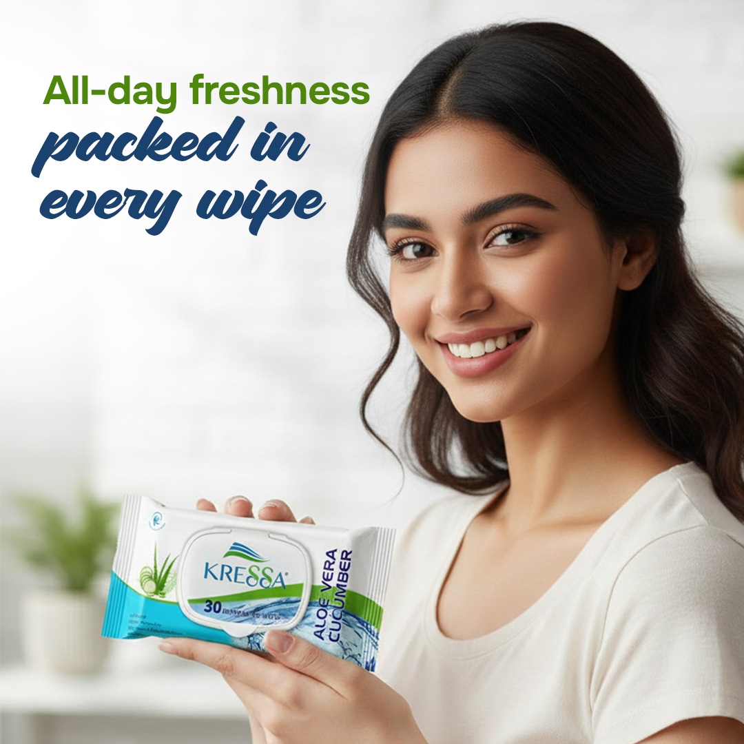 Kressa Face Wipes with Aloe Vera & Cucumber, 30 Wipes Per Pack - image 5