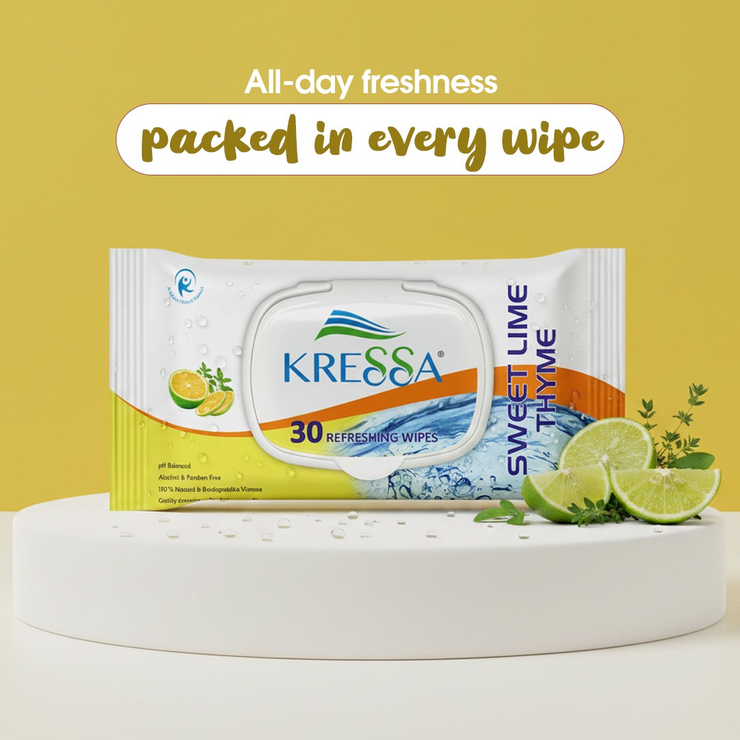 Kressa Face Wipes with Sweet Lime & Thyme, 30 Wipes Per Pack - image 5