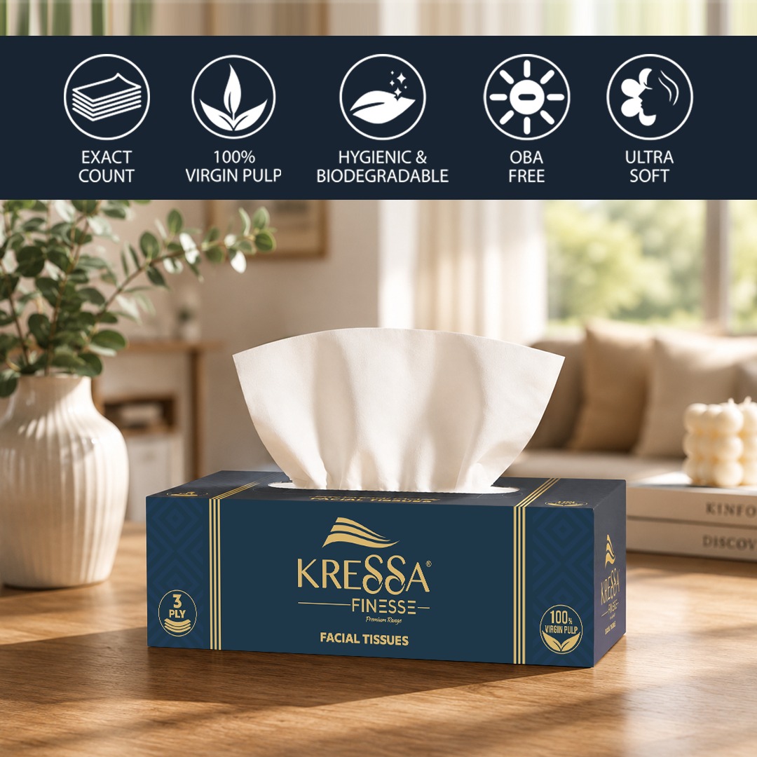 Kressa 3 Ply Face Tissue Box, 80 Pulls Per Box - image 6