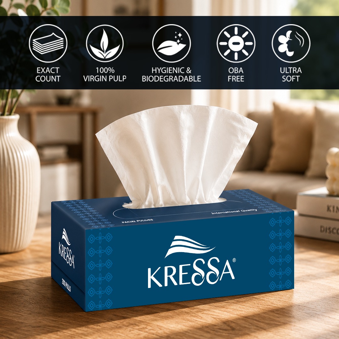 Kressa 2 Ply Face Tissues, Virgin Pulp, Ultra Soft, 100 Pulls Per Box - image 6