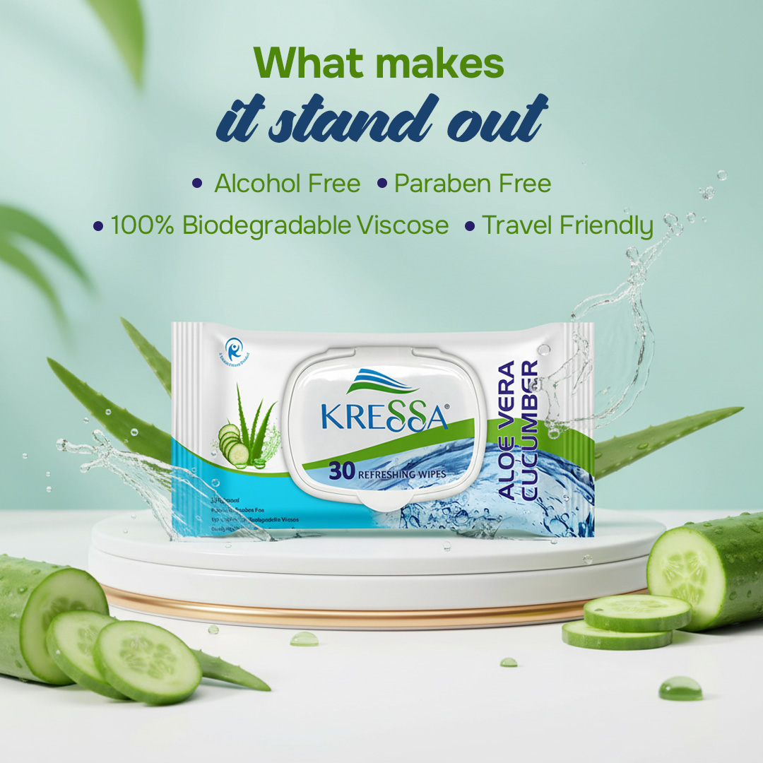 Kressa Face Wipes with Aloe Vera & Cucumber, 30 Wipes Per Pack - image 6