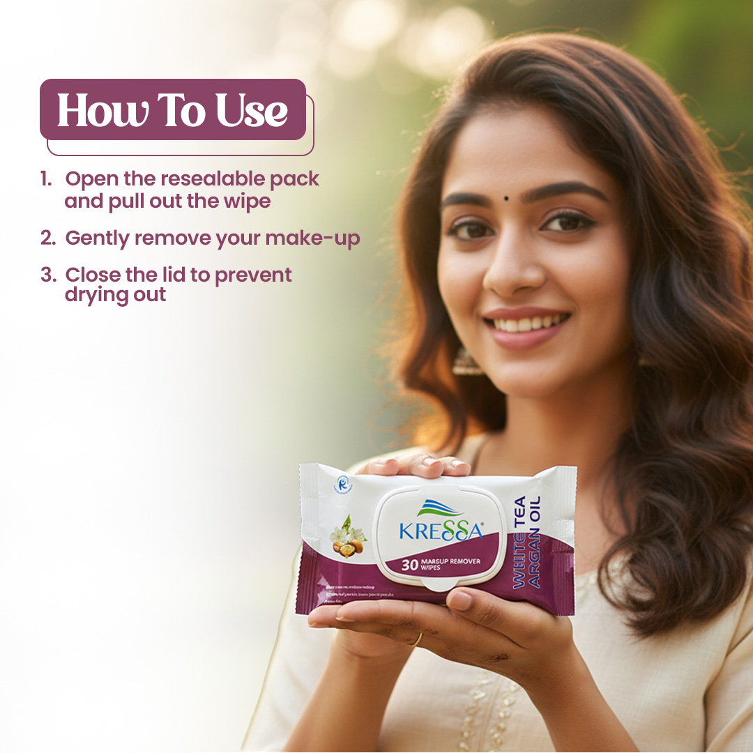 Kressa Makeup Remover Wipes, Face Cleansing Wipes, 30 Wipes Per Pack - image 7