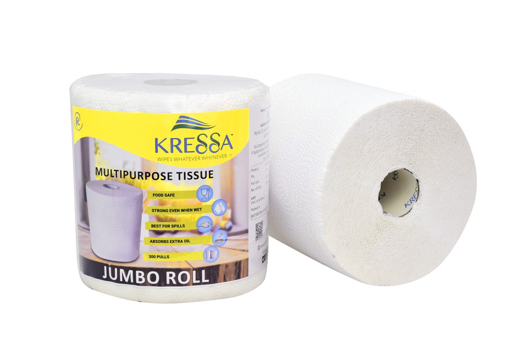 Kressa Jumbo Multipurpose Kitchen Tissue Roll, 2Ply, 300 Sheets Per Roll - image 2
