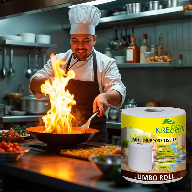 Kressa Jumbo Multipurpose Kitchen Tissue Roll, 2Ply, 300 Sheets Per Roll - image 8