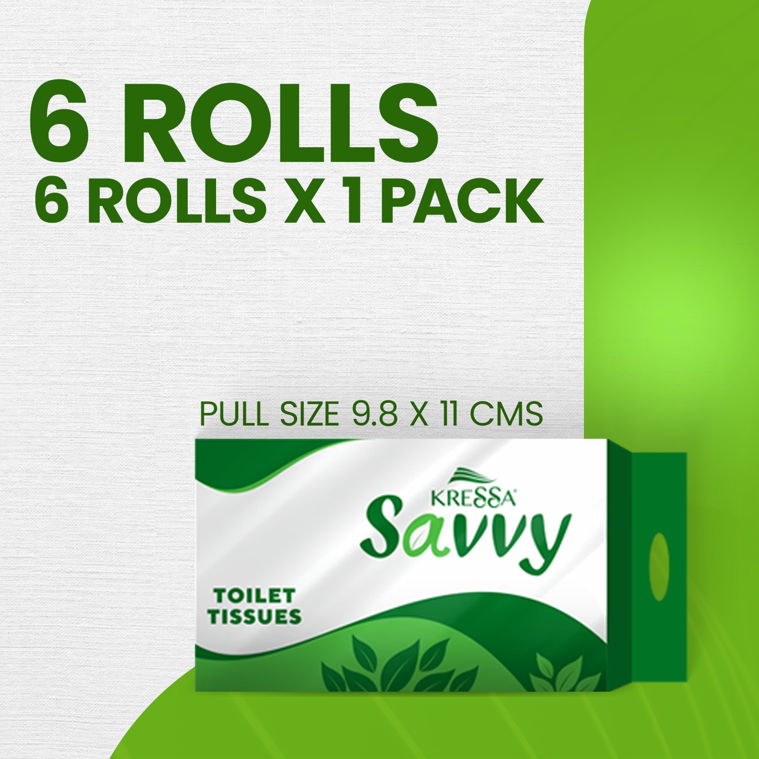 Kressa Savvy 2 Ply Toilet Paper Roll, 6 Rolls x 180 Pulls Per Roll - image 2