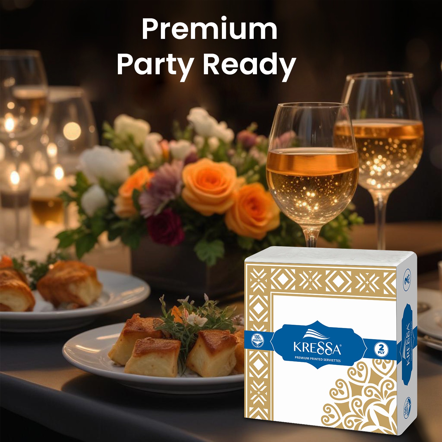 Kressa Premium Printed Napkins 40x40cm, 2Ply Printed Tissue Paper Napkins (50 Sheets Per Pack) - image 6