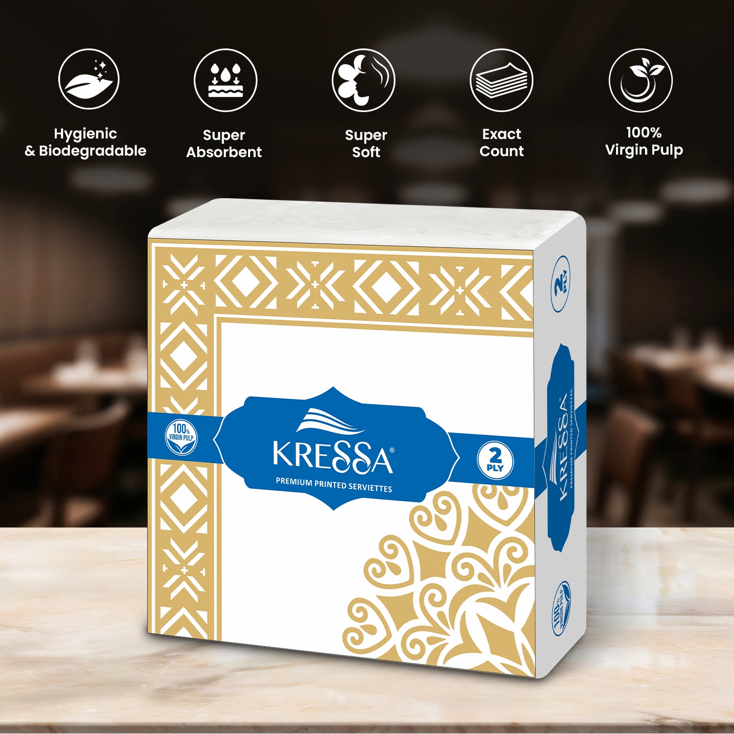 Kressa Premium Printed Napkins 40x40cm, 2Ply Printed Tissue Paper Napkins (50 Sheets Per Pack) - image 7