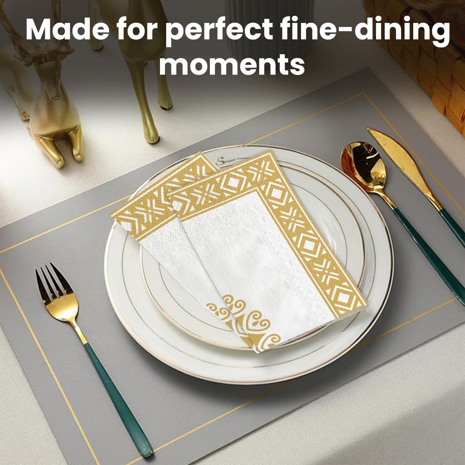 Kressa Premium Printed Napkins 40x40cm, 2Ply Printed Tissue Paper Napkins (50 Sheets Per Pack) - image 3