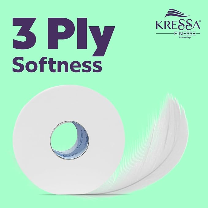 Kressa Finesse 3Ply Toilet Paper, 12 Rolls x 300 Pulls Per Roll - image 6
