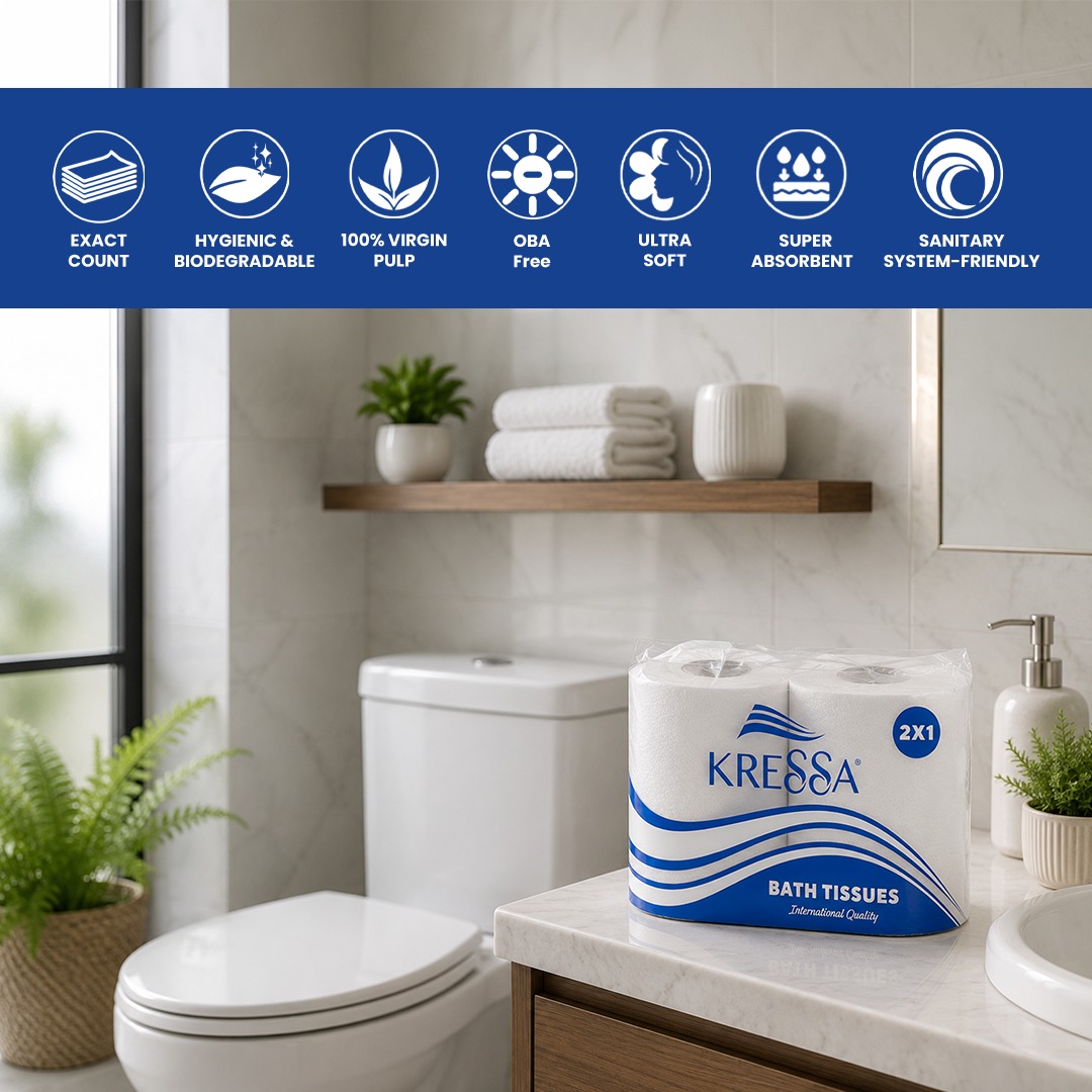 Kressa Bathroom Tissue Roll, 2 Ply, 2 Rolls x 240 Pulls Per Roll - image 7