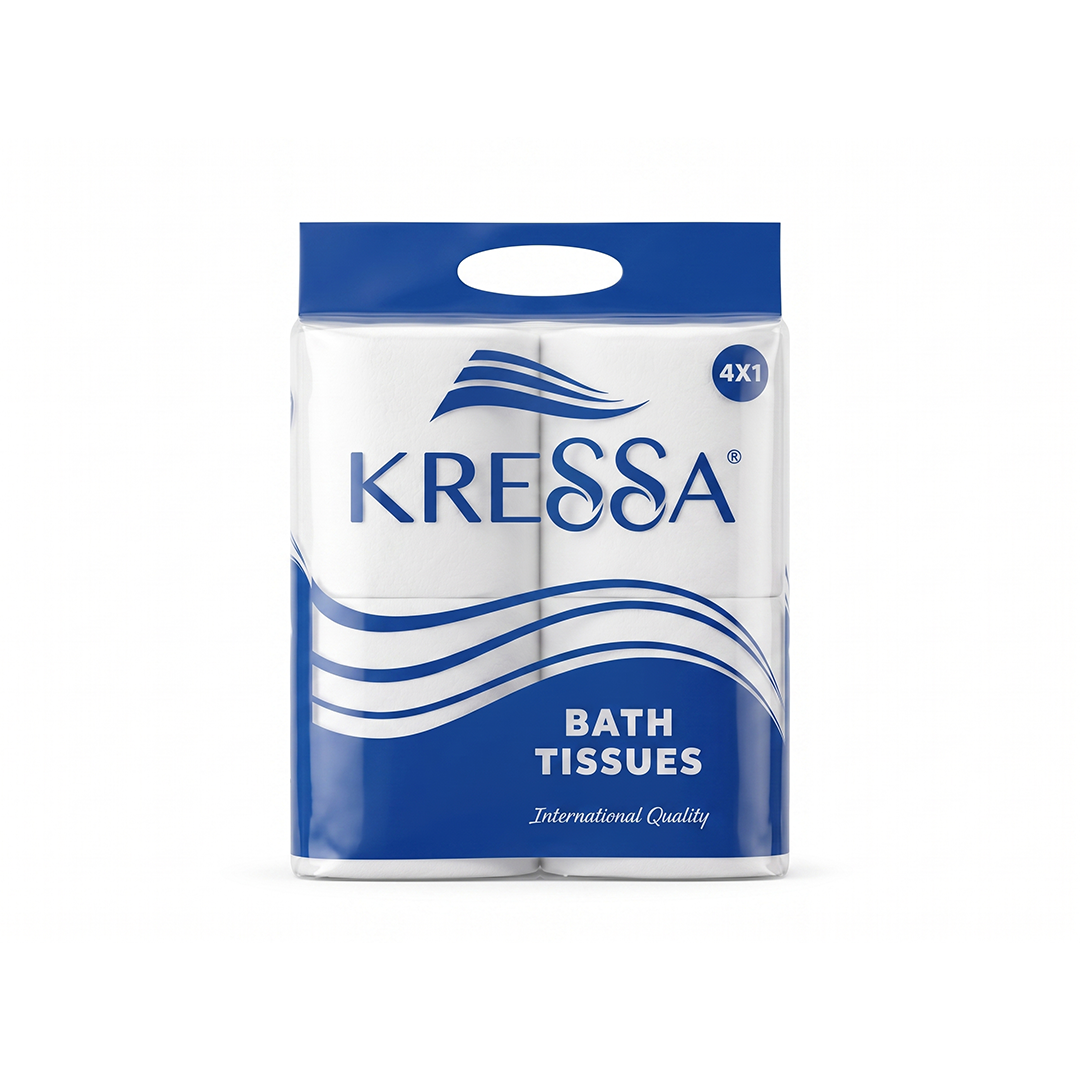 Kressa Toilet Tissue Roll, 2 Ply, 4 Rolls x 240 Pulls Per Roll