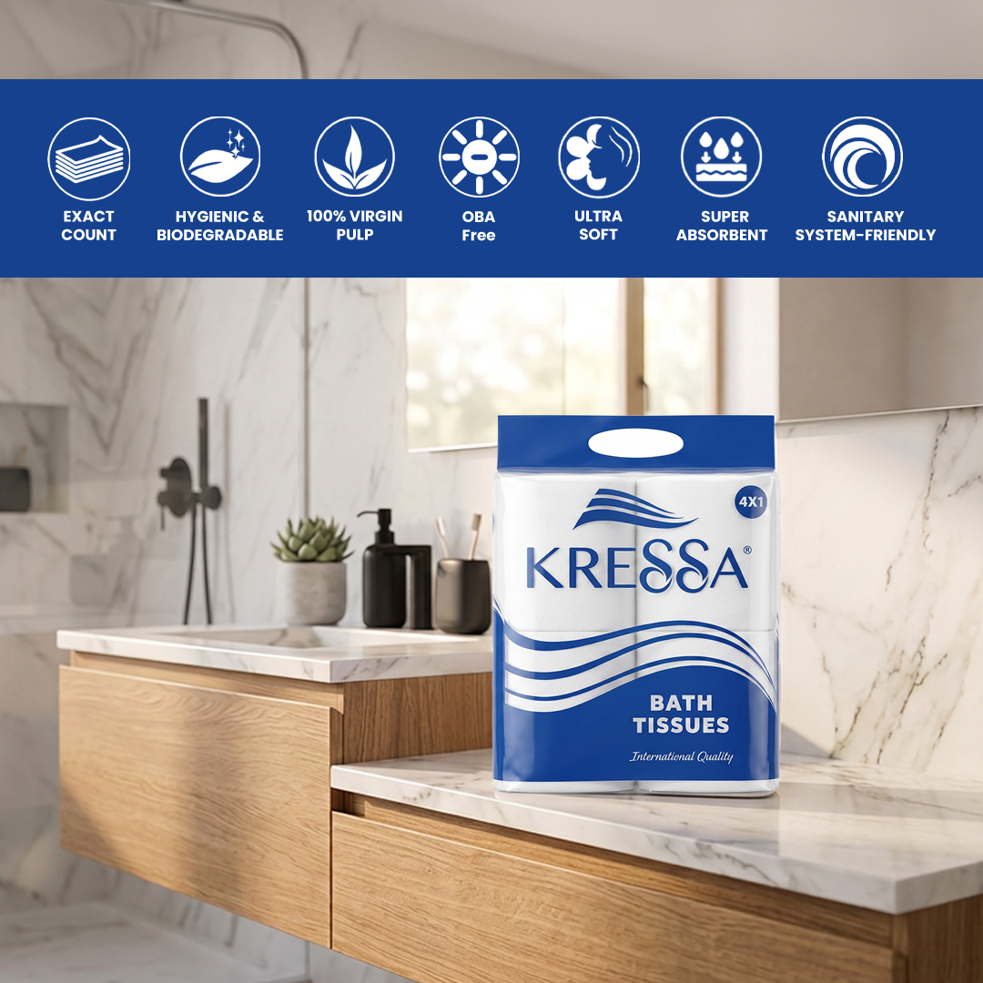 Kressa Toilet Tissue Roll, 2 Ply, 4 Rolls x 240 Pulls Per Roll - image 7