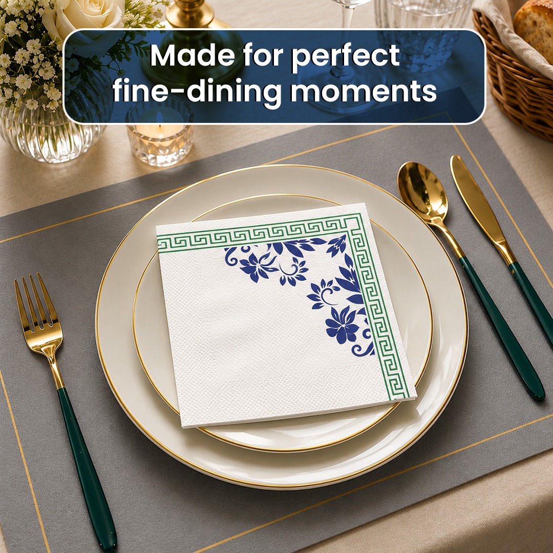 Kressa Printed Napkins For Party (Classic Prints), 2Ply 50 Pulls per Pack Printed Tissue Paper - image 3