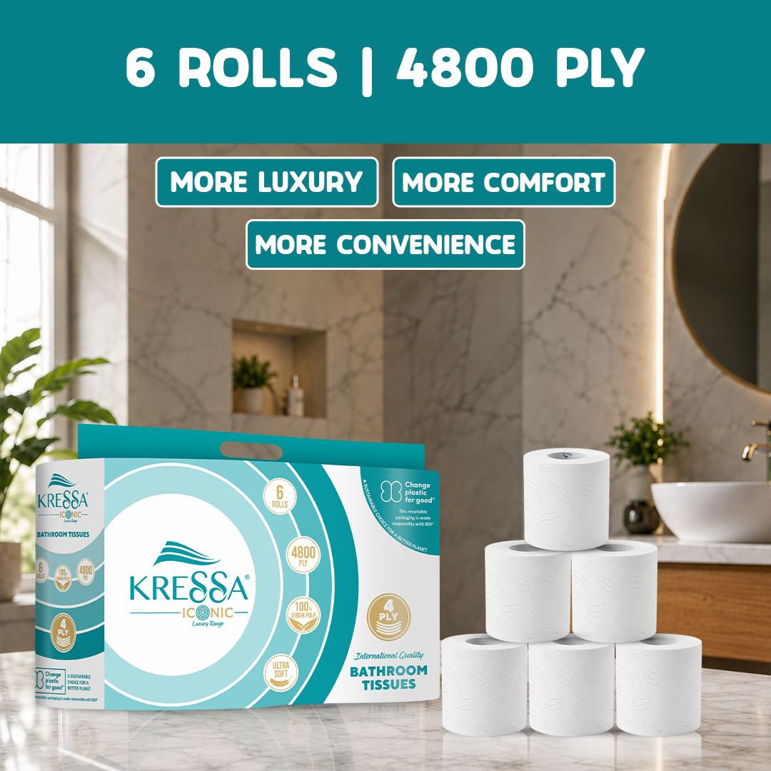 Kressa Iconic 4Ply Toilet Paper Roll, 6 Rolls x 200 Pulls, Soft & Strong - image 2