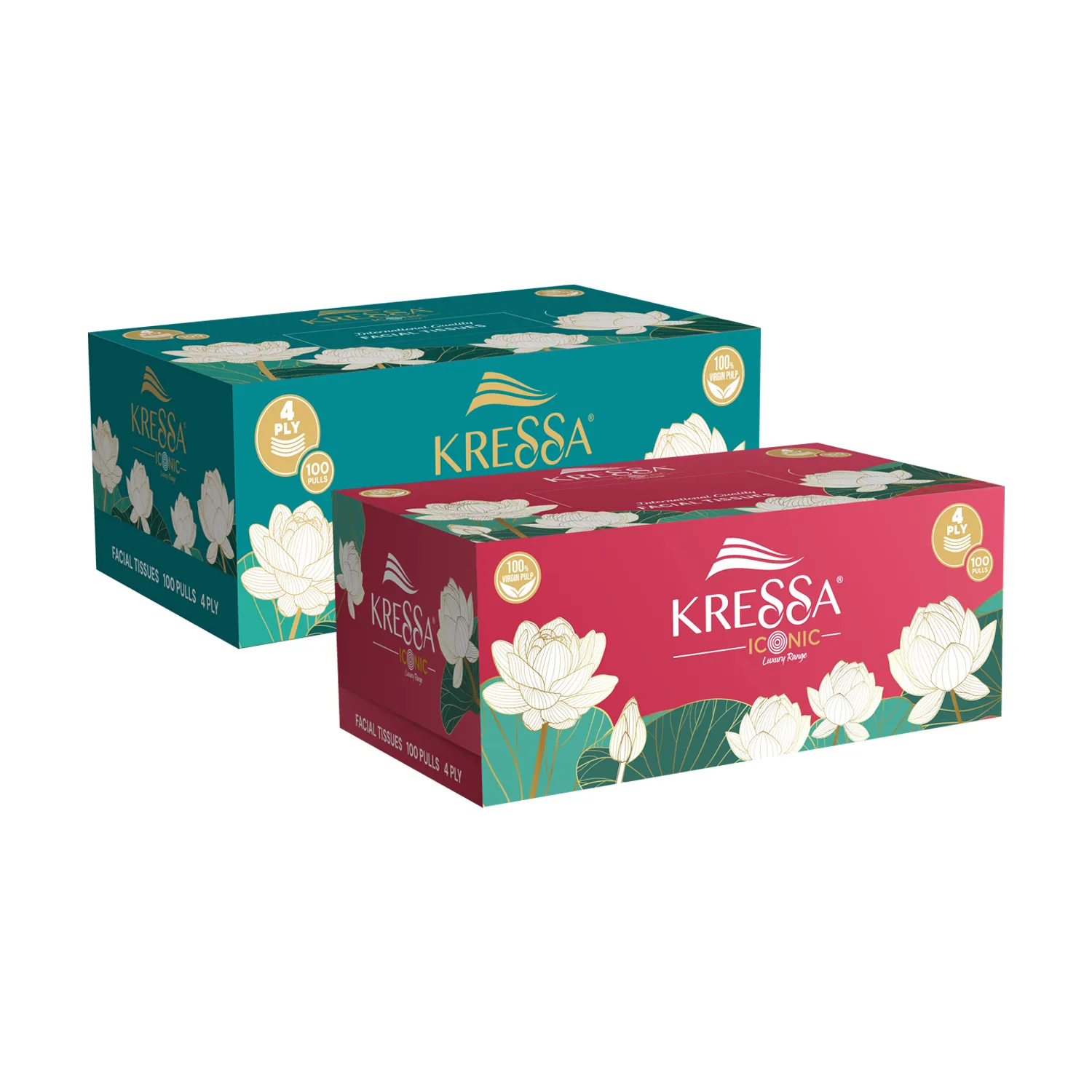 Kressa Iconic Ultrasoft 4 Ply Face Tissue Box | 100 Pulls Per Box - Image 1