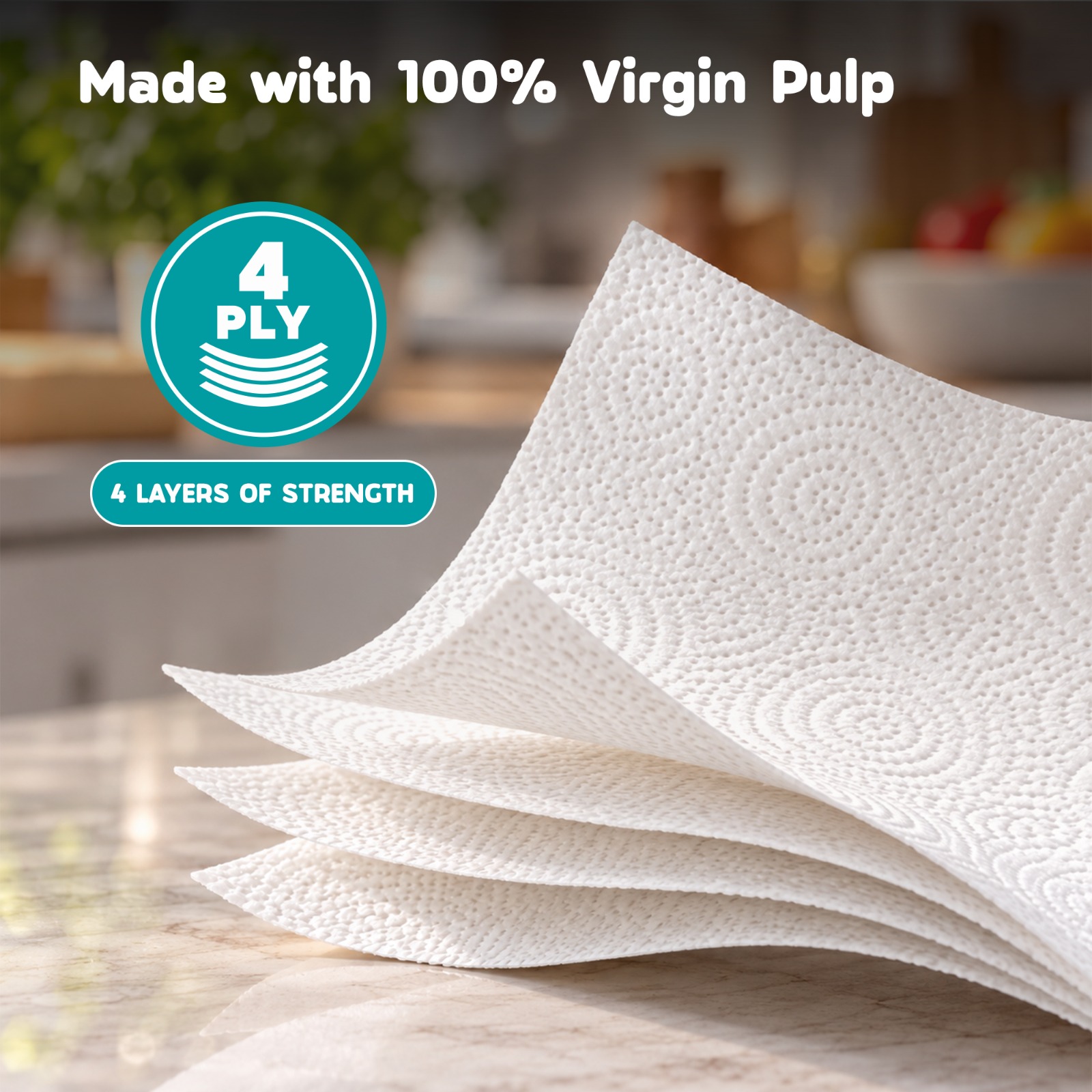 Kressa Iconic Kitchen Roll, 4 Ply, 60 Pulls Per Roll - image 3