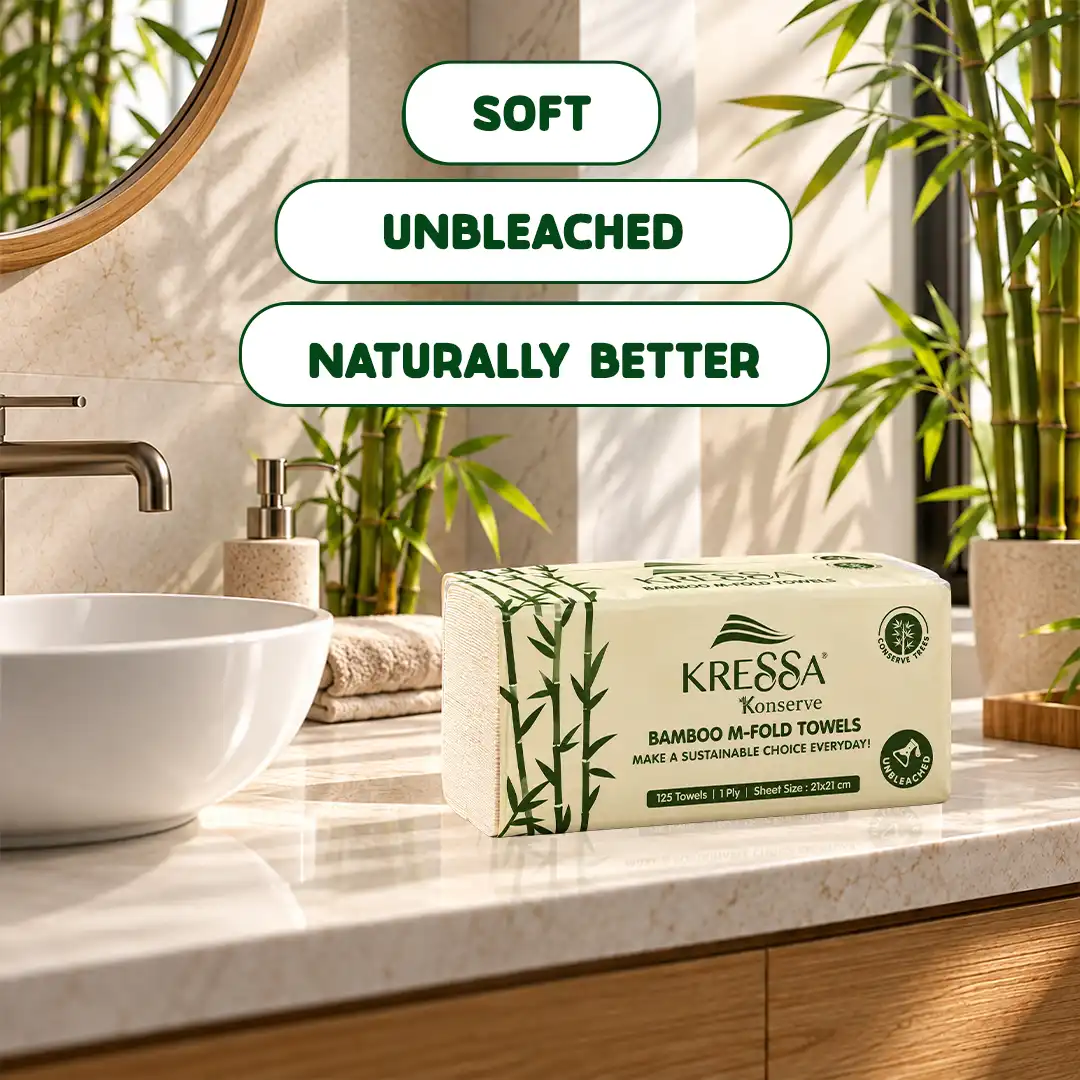 Kressa Konserve Bamboo M Fold Towels, Unbleached 125 pulls Per Pack - image 4
