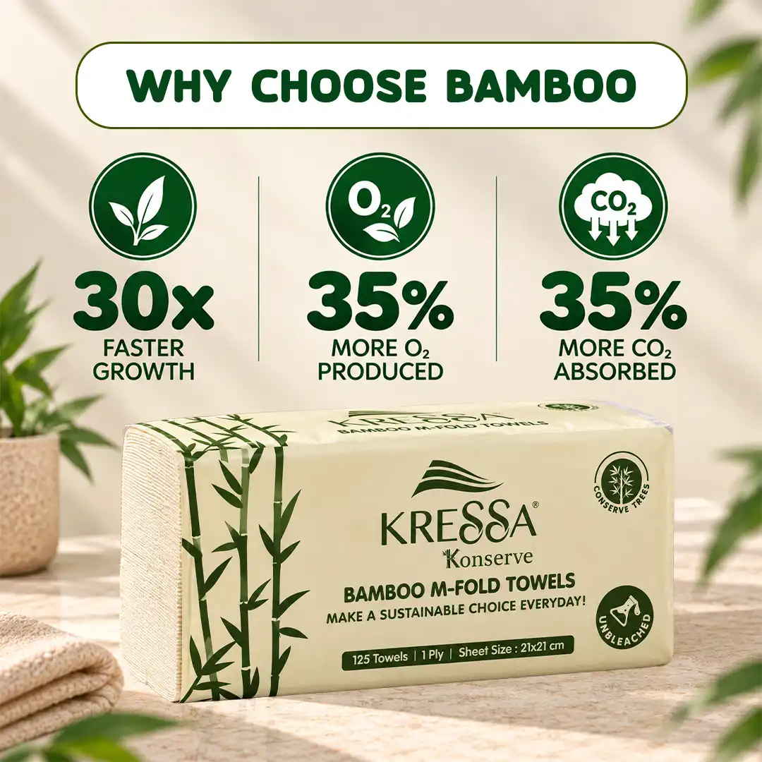 Kressa Konserve Bamboo M Fold Towels, Unbleached 125 pulls Per Pack - image 6
